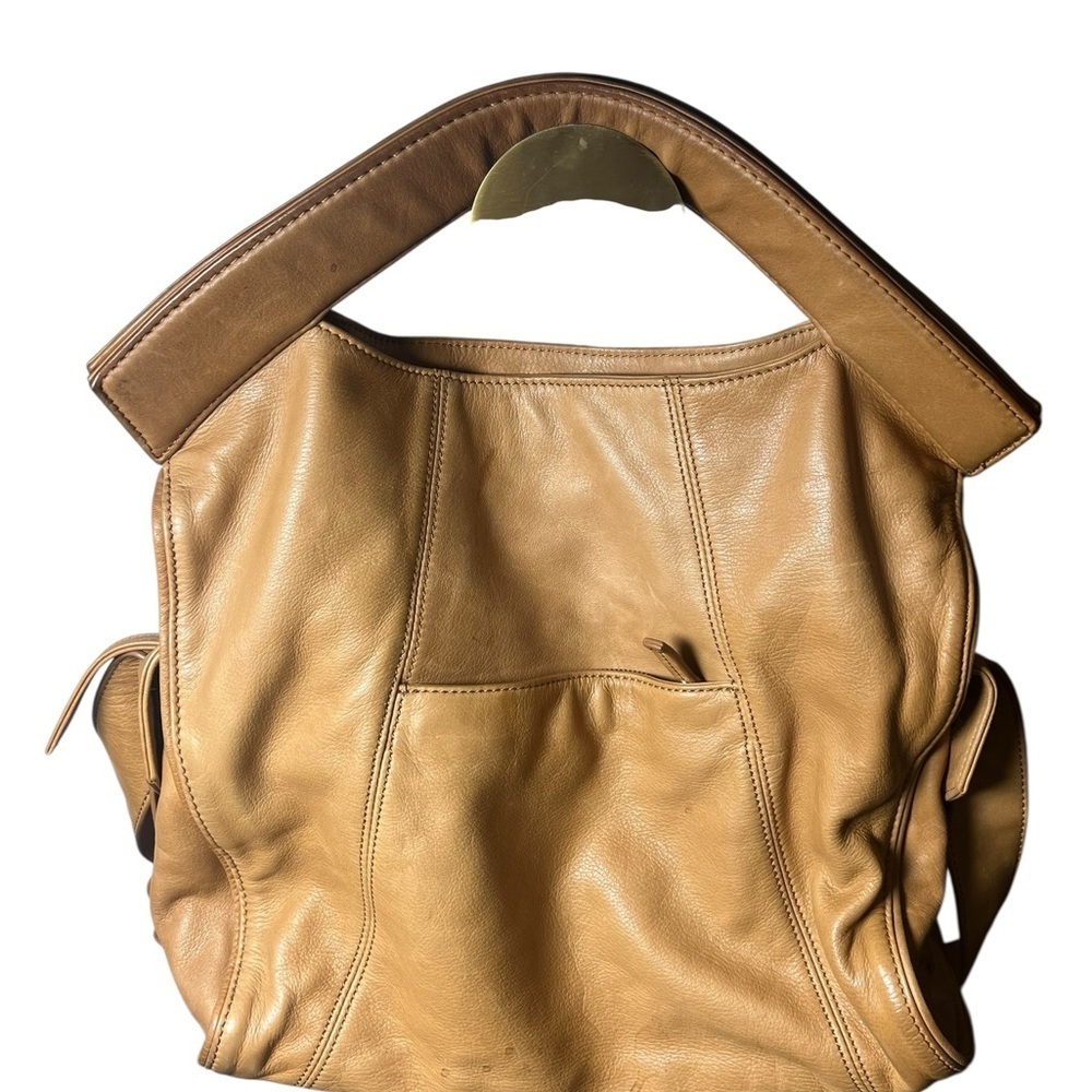 Maje Tan Leather Shoulder Bag - Casual Streetwear